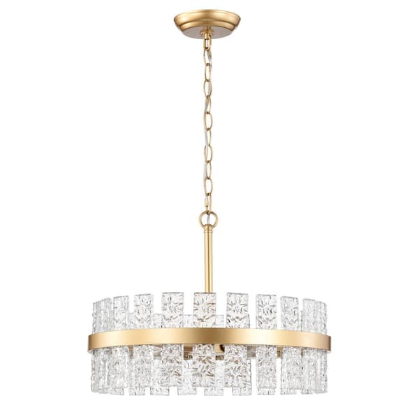 Jojospring Eva 18.1 in. in Dia 6-lLight Shiny Bronze Drum Glass Strip Chandelier