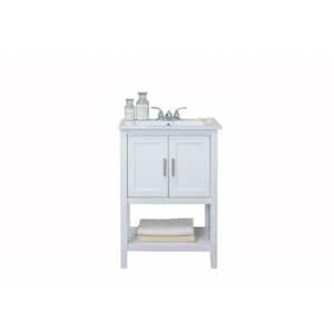 24 in. Vanity with Single Sink Top in White with White Ceramic Basin