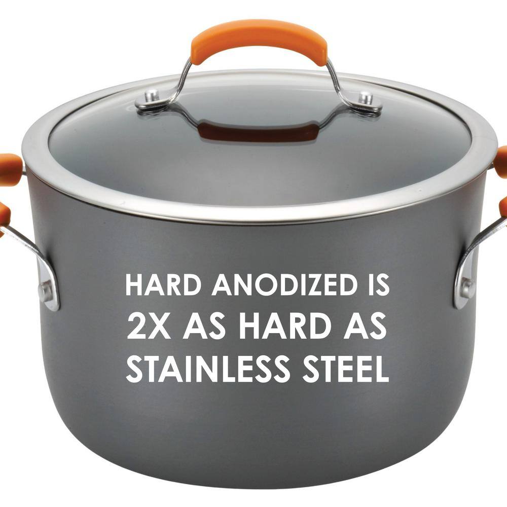 Gray and Orange 14-Piece Nonstick Aluminum Cookware Set