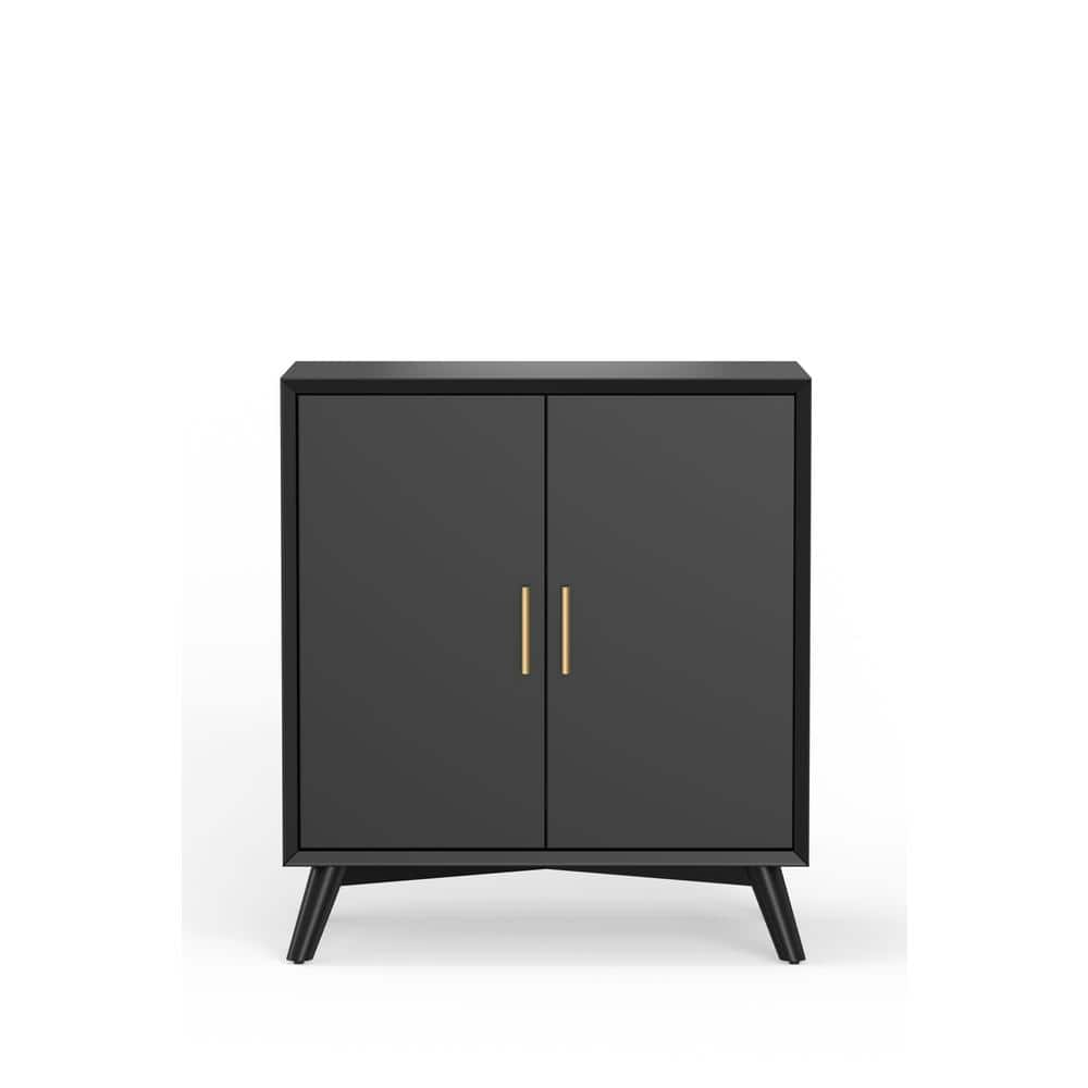 Alpine Furniture Flynn Small Bar Cabinet, Black 966BLK-17