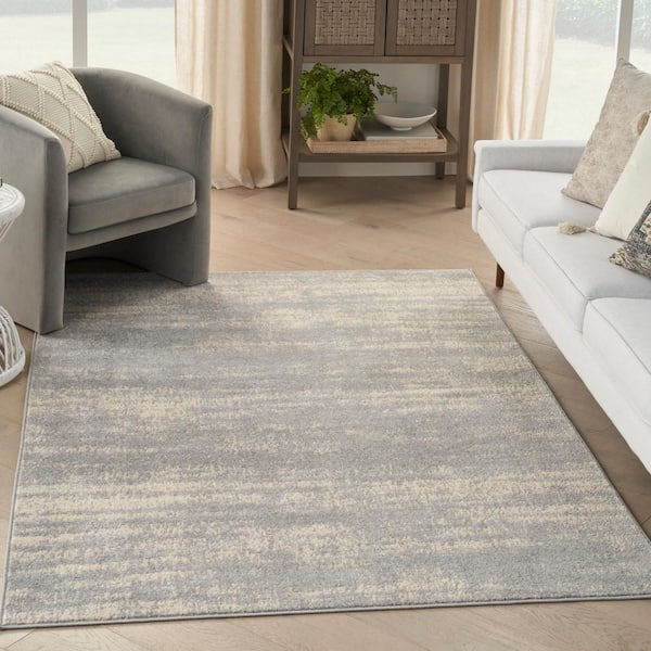Nourison Essentials Grey Beige 5 ft. x 7 ft. Abstract Contemporary Area Rug