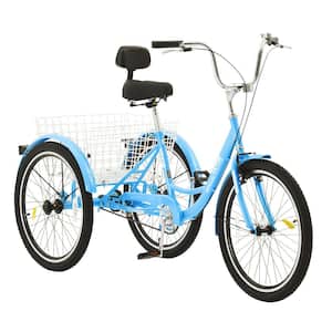 26 in. Adult Tricycle, 3-Wheel Cruiser Bike, Carbon Steel Frame with Basket and Adjustable Seat, Perfect for Shopping