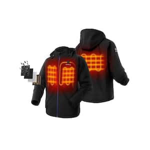 Men's XX-Large Black/Blue 7.2-Volt Lithium-Ion Soft Shell Heated Jacket with Detachable Hood and (1) 5.2 Ah Battery Pack