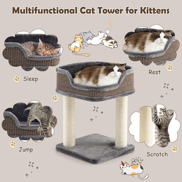 Modern Cat Tree Tower with Large Plush Perch and Sisal Scratching