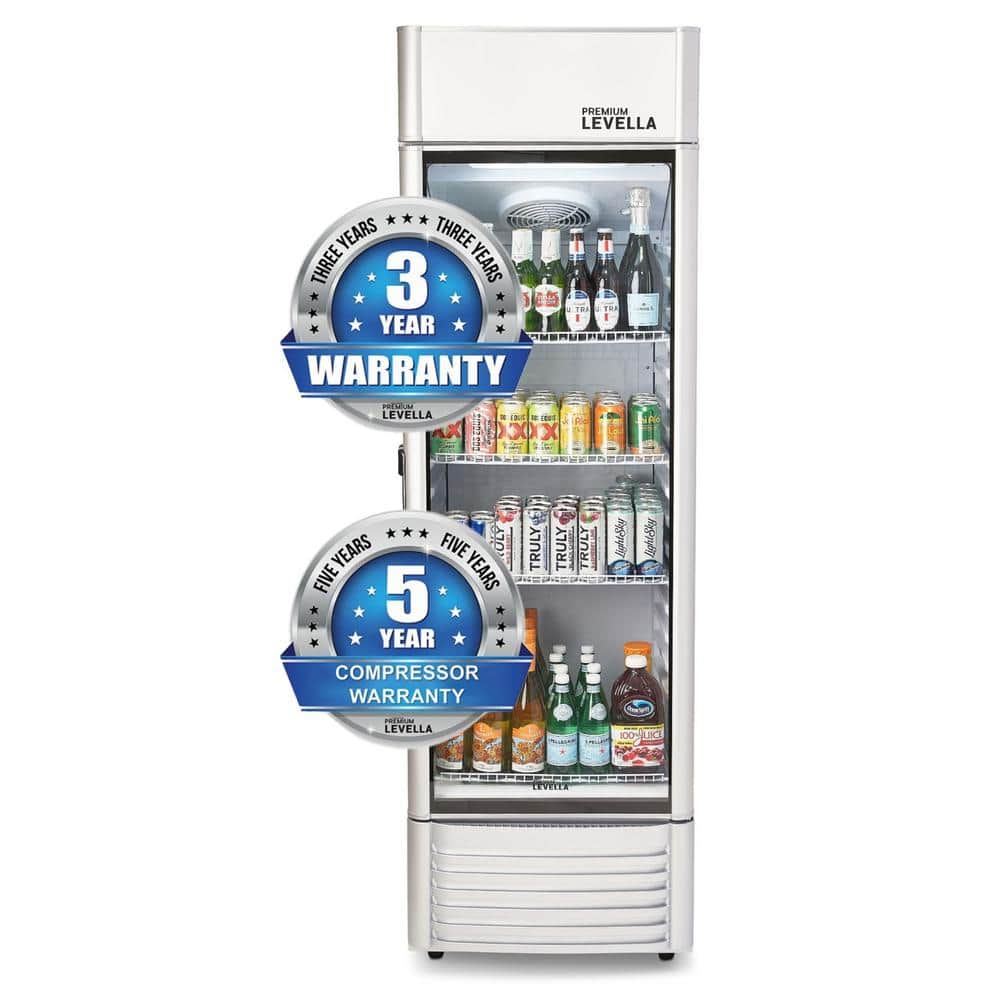 Premium Levella 12.5 Cu Ft Glass Door Beverage Refrigerator in Silver