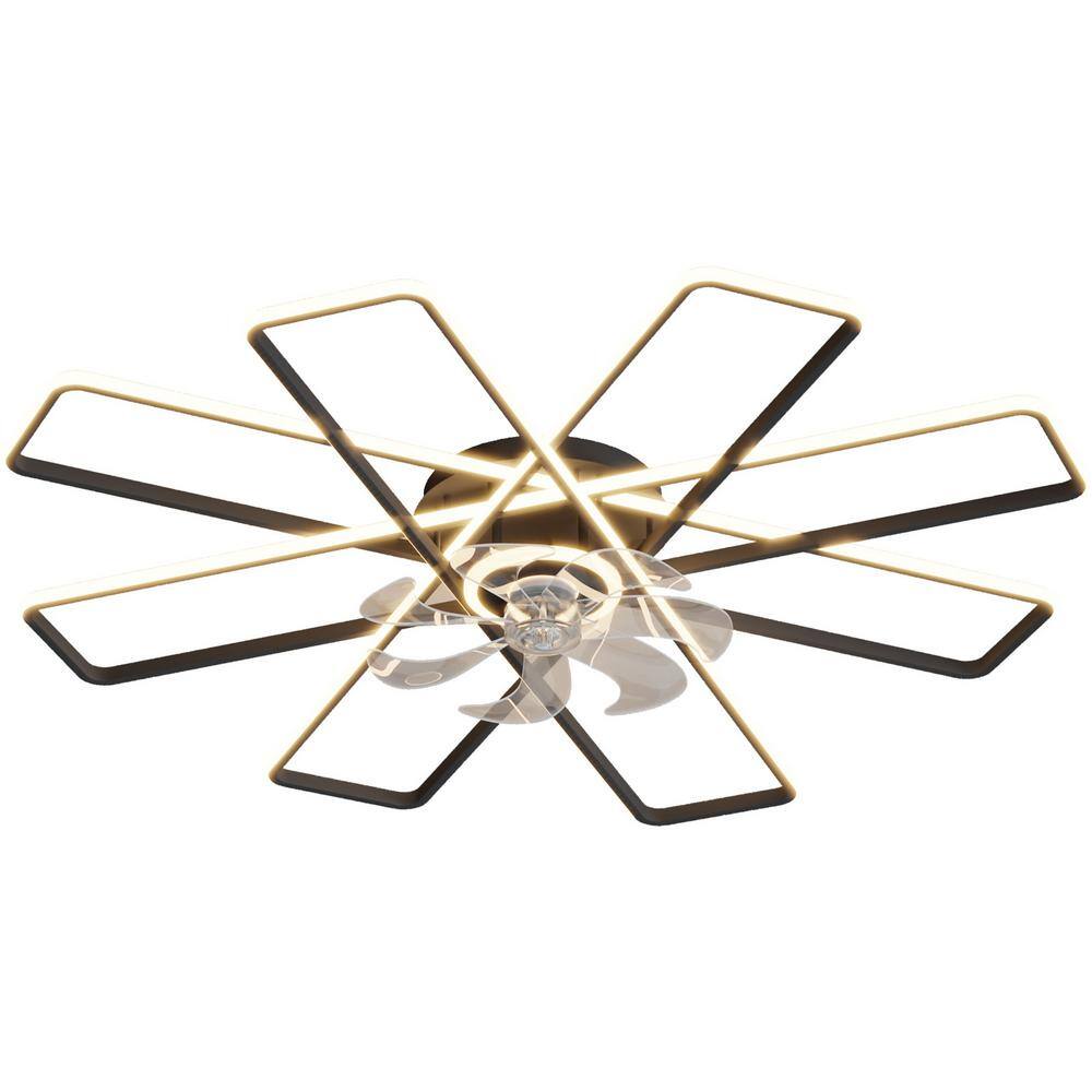 41 in. LED Indoor Black Smart Ceiling Fan with Lights and Remote, Flush Mou