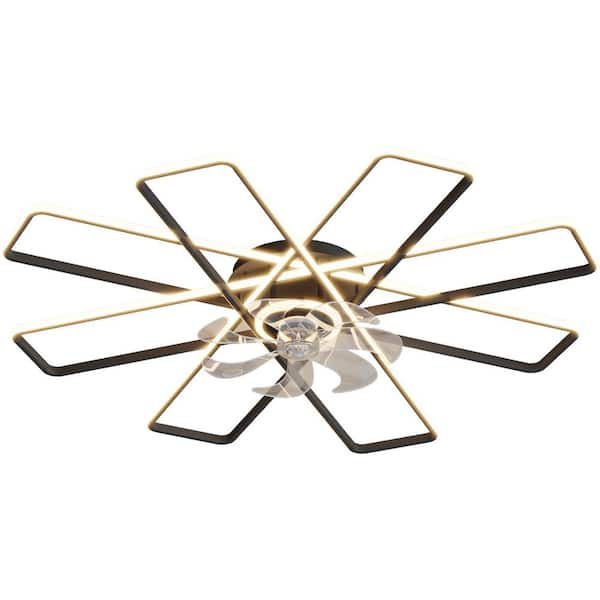 Unbranded 41 in. LED Indoor Black Smart Ceiling Fan with Lights and Remote, Flush Mount Low Profile Dimmable Ceiling Fan Light