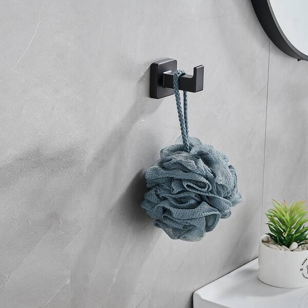 4-Piece Bath Hardware Set with 17 in. Towel Bar Towel Ring Toilet Paper Holder and Towel Hook in Matte Black