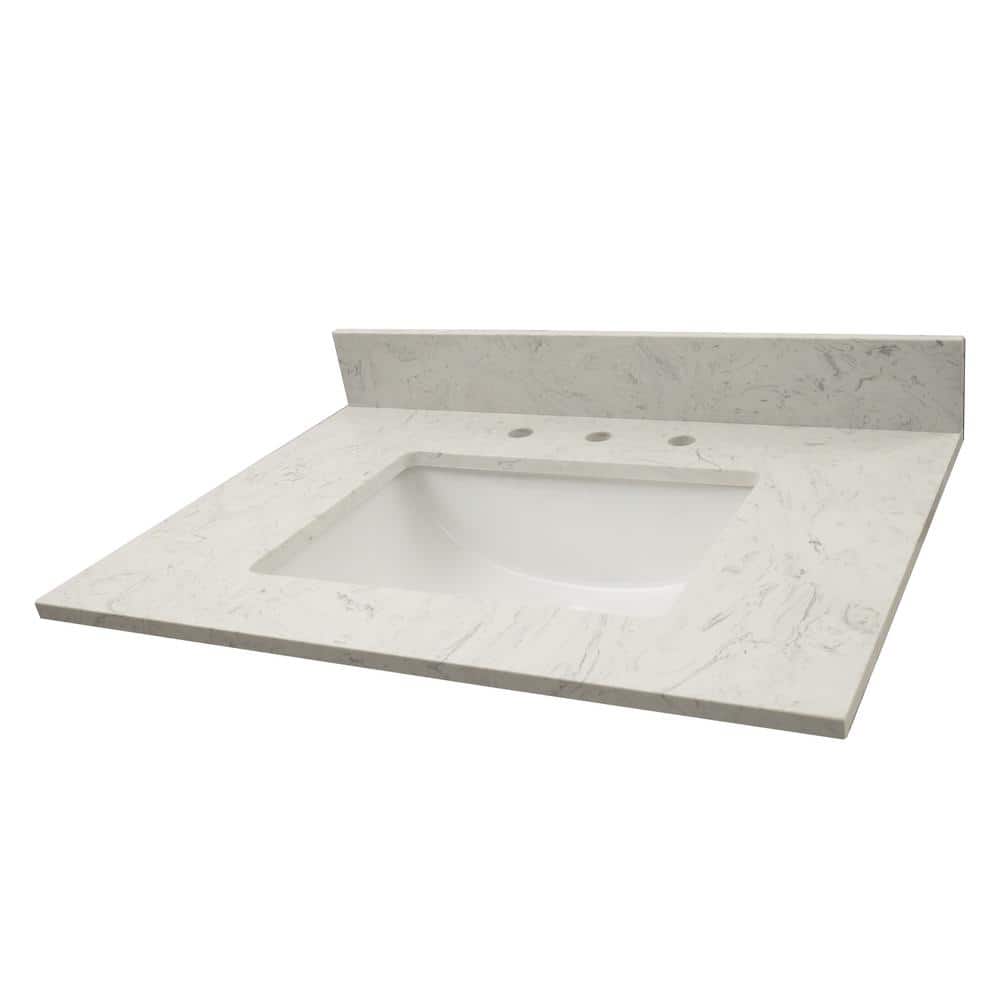 Carrara Classique 31" White Engineered Marble Vanity Top with Sink