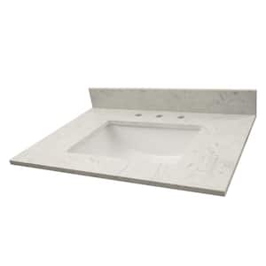 Carrara Sky 31 in. W x 22 in. D Engineered Marble Vanity Top in White with White Rectangle Single Sink