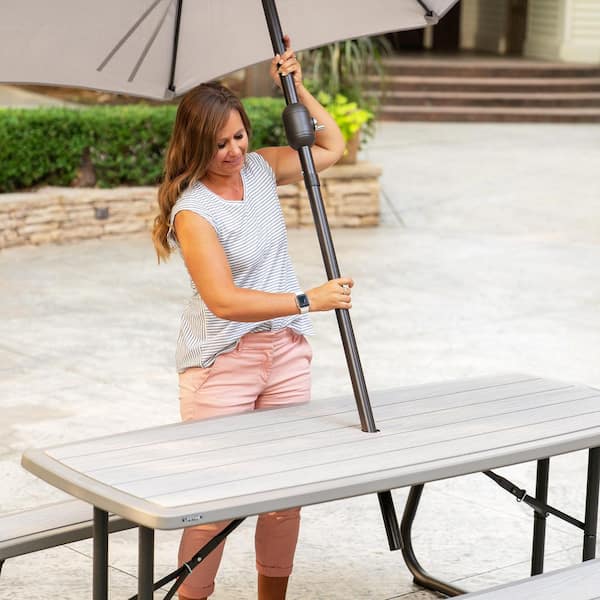 Lifetime 72 in. Bronze Sand Rectangle Steel Frame Picnic Table in