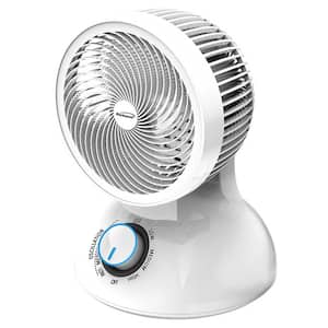 6 in. 3-Speed Oscllating Circulator Desktop Fan with Timer and Remote Control in White