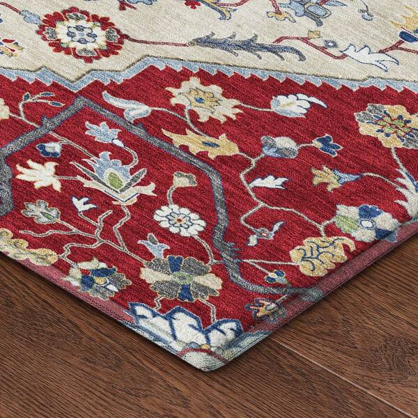 Mayfield Premium Machine Washable Abstract AMF2533 Red 3 ft. x 5 ft. Area Rug