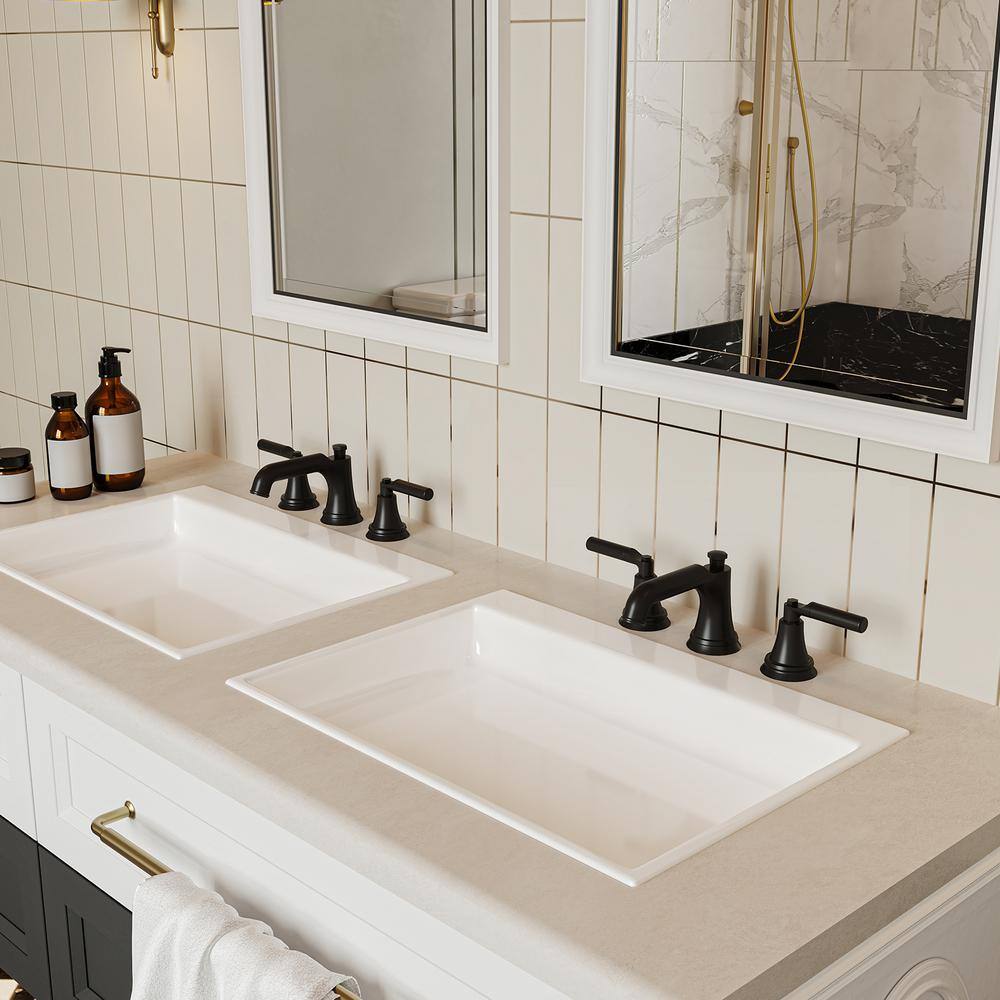 Matte Black Widespread 2-Handle Bathroom Faucet with Drain Assembly