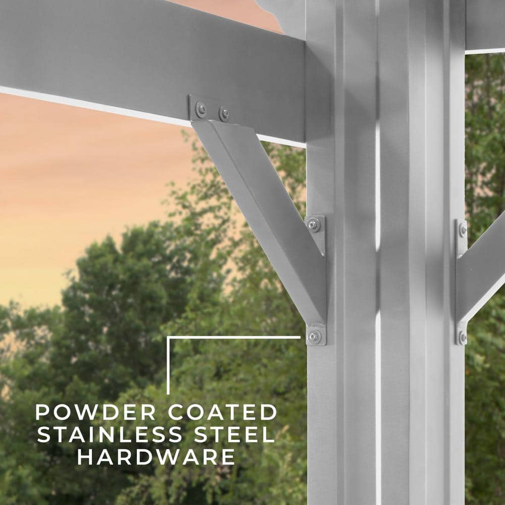 Hawthorne 14x12 White Galvanized Steel Pergola with Canopy