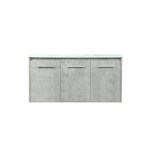 Simply Living 40 in. W x 18 in. D x 19.7 in. H Bath Vanity in Concrete Grey with Ivory White Engineered Marble Top