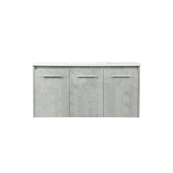 Unbranded Simply Living 40 in. W x 18 in. D x 19.7 in. H Bath Vanity in Concrete Grey with Ivory White Engineered Marble Top