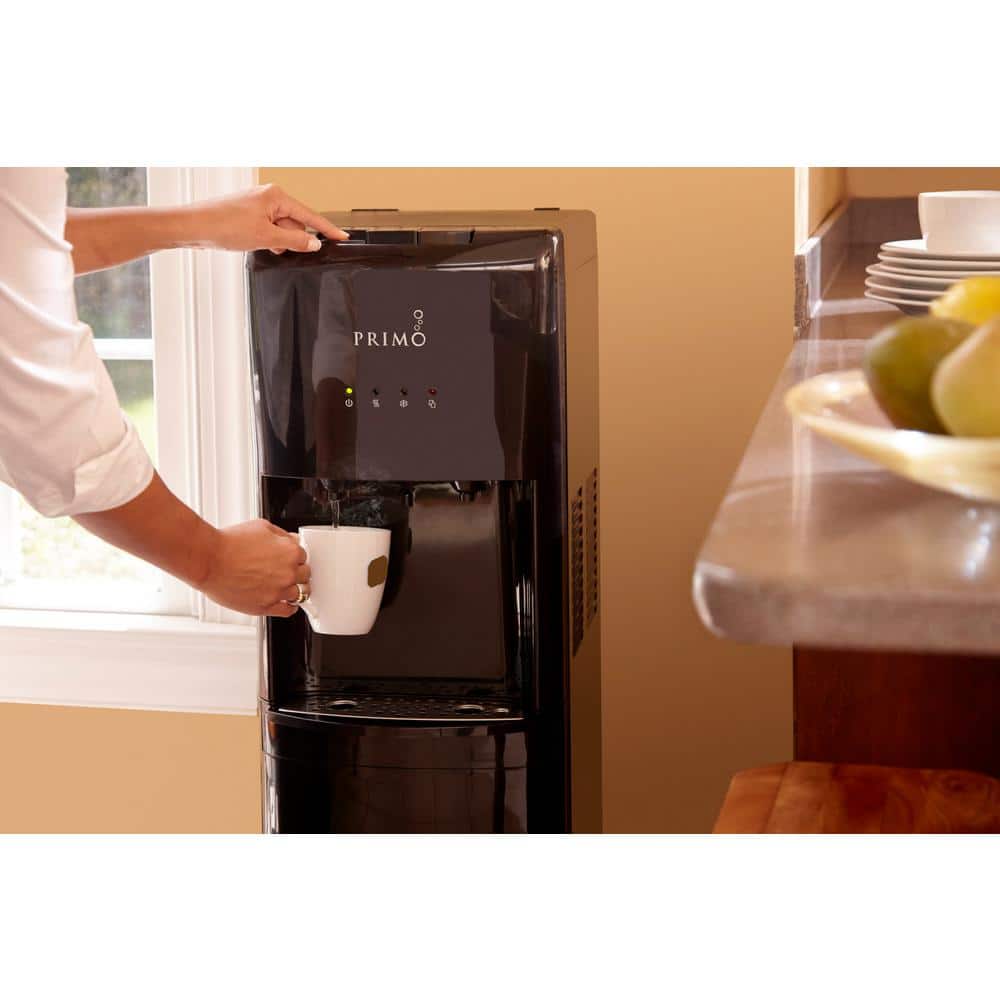 Primo Black Bottom Loading Hot and Cold Water Dispenser with Stainless Steel Drip Tray