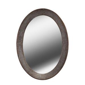 Medium Oval Gray Casual Mirror (37 in. H x 27 in. W)