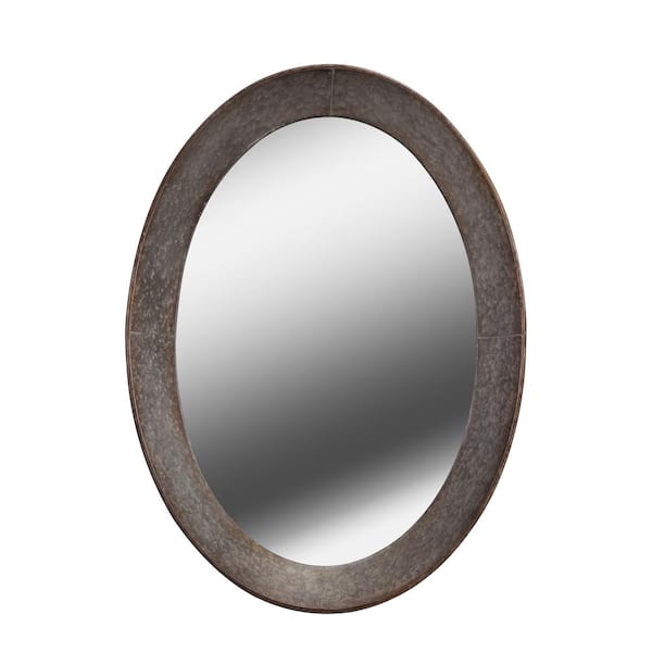 Manor Brook Medium Oval Gray Casual Mirror (37 in. H x 27 in. W)
