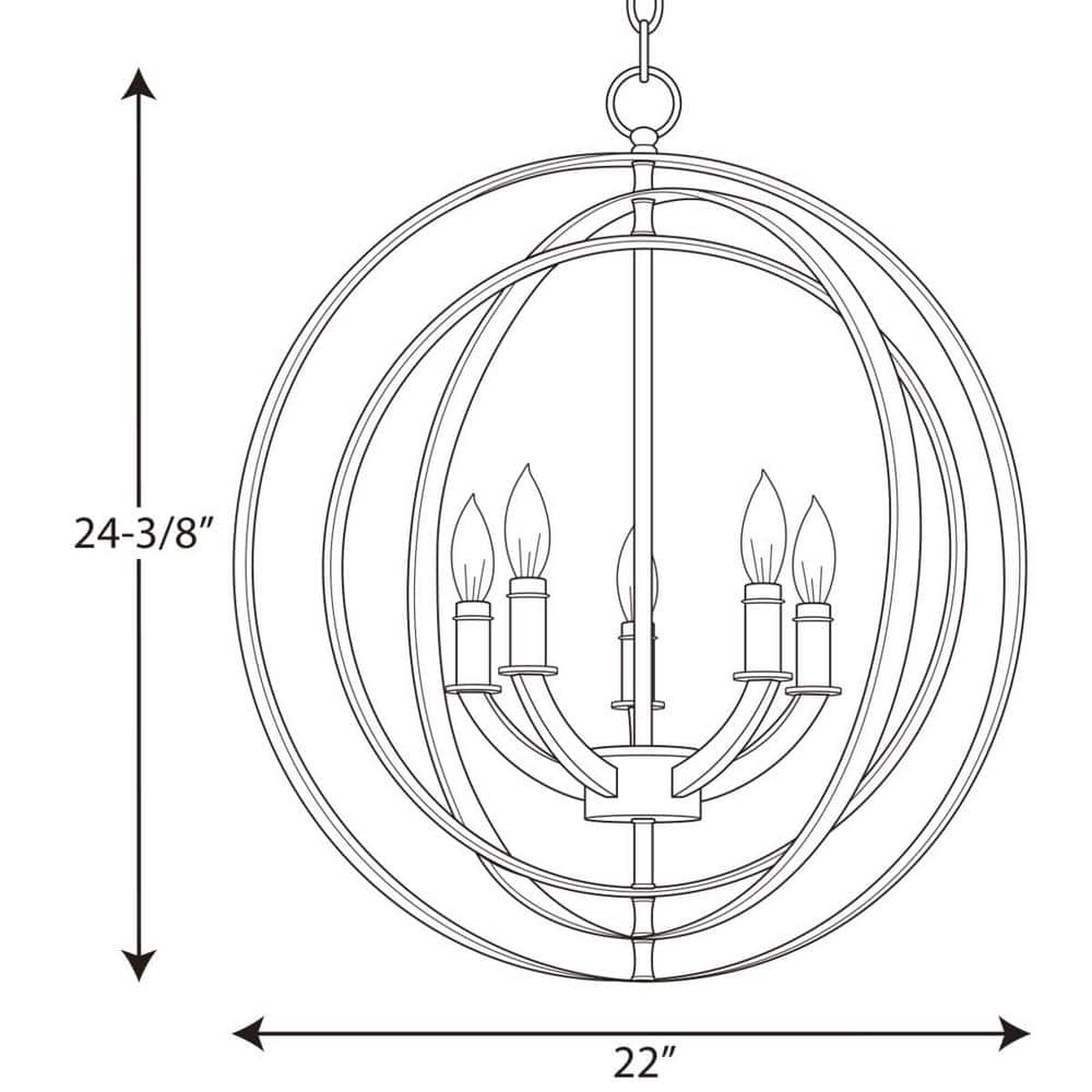Polished Nickel 5-Light Sphere Chandelier Pendant