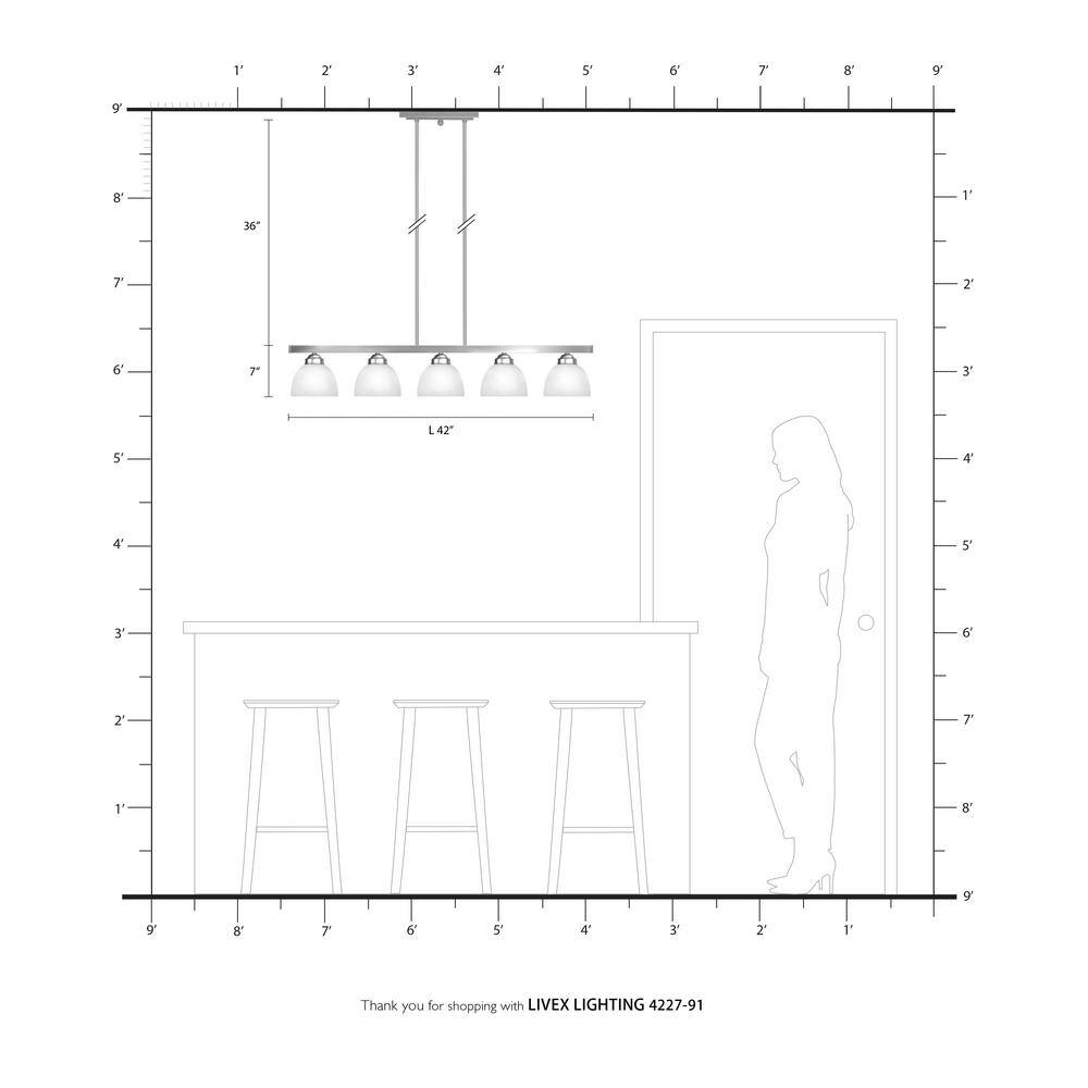 Sleek Somerset Brushed Nickel 5-Light Linear Chandelier with Satin Glass