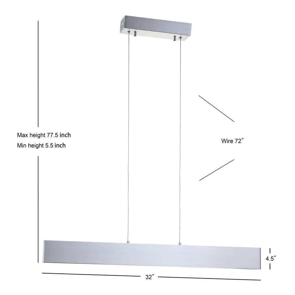 Draper 32" Brushed Aluminum Contemporary Adjustable LED Pendant