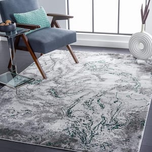 Craft Gray/Green 7 ft. x 9 ft. Abstract Marble Area Rug