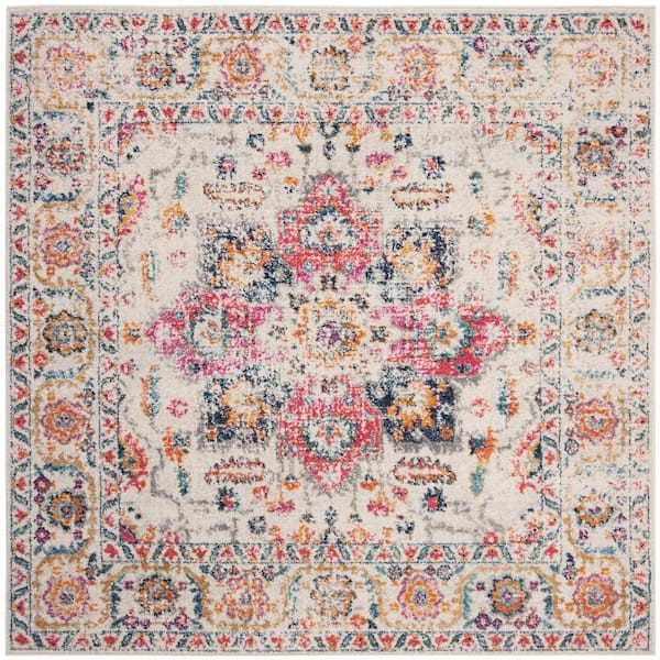 Madison Fuchsia/Ivory 4 ft. x 4 ft. Square Geometric Area Rug