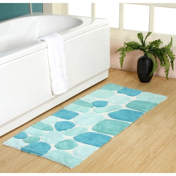 ProPlus Pebbles Arctic Blue 24 in. x 60 in. Bath Runner