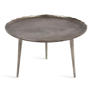 Alessia 25.25 in. Silver Round Metal Coffee Table