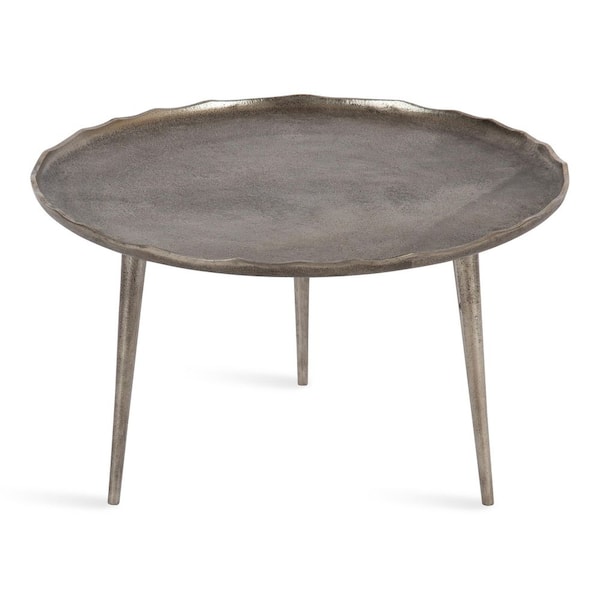 Kate and Laurel Alessia 25.25 in. Silver Round Metal Coffee Table