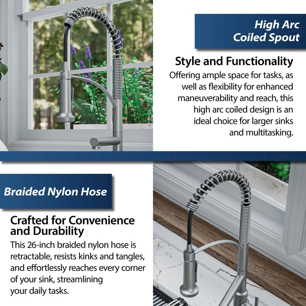 Stainless Steel Pull-Down Kitchen Faucet with Pot Filler