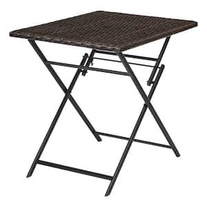 Tulane Natural Rectangle Steel Folding Outdoor Bistro Table