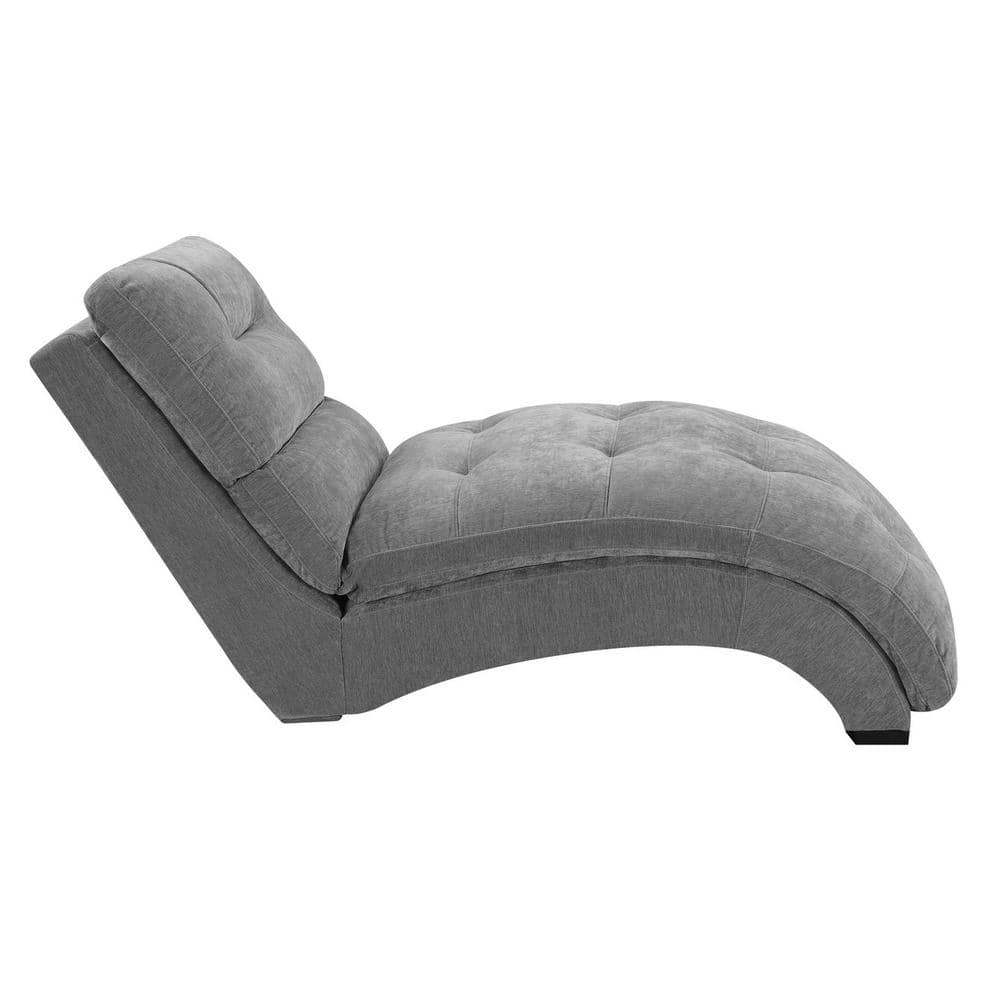 Gray Microfiber Armless Chaise Lounger with Tufted Design