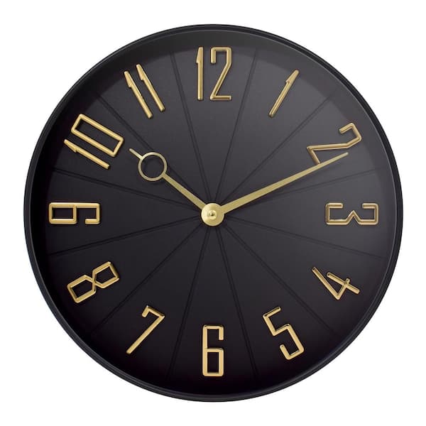 Westclox 10.75 in. Black and Gold Modern Analog QA Wall Clock