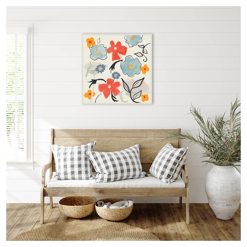 Robin Maria Abstract Floral Canvas Wall Art with White Frame