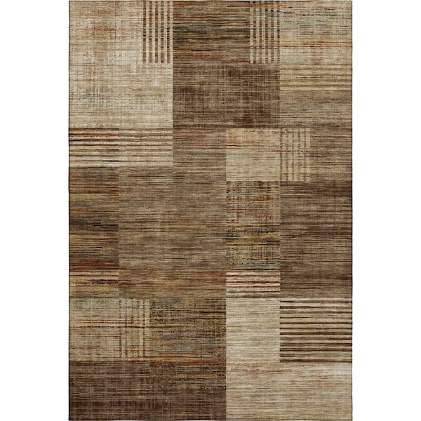 Mayfield Premium Machine Washable Abstract AMF2149 Brown 5 ft. x 7 ft. 6 in. Area Rug