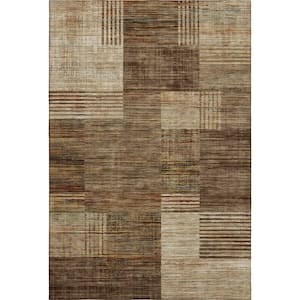 Mayfield Premium Machine Washable Abstract AMF2149 Brown 8 ft. x 10 ft. Area Rug