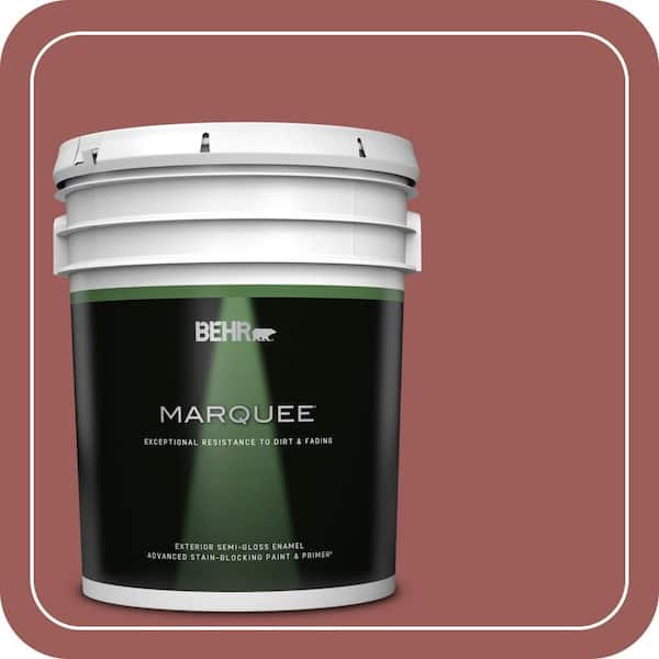 BEHR MARQUEE 5 gal. #PMD-86 Arabian Red Semi-Gloss Enamel Exterior Paint & Primer