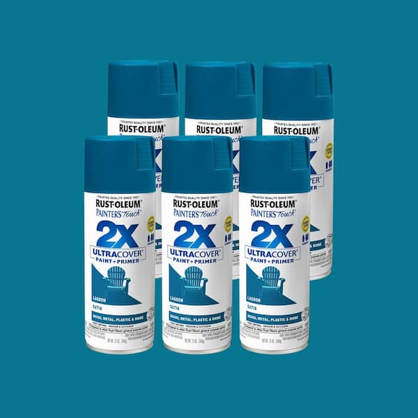 12 oz. Satin Lagoon General Purpose Spray Paint (6-Pack)