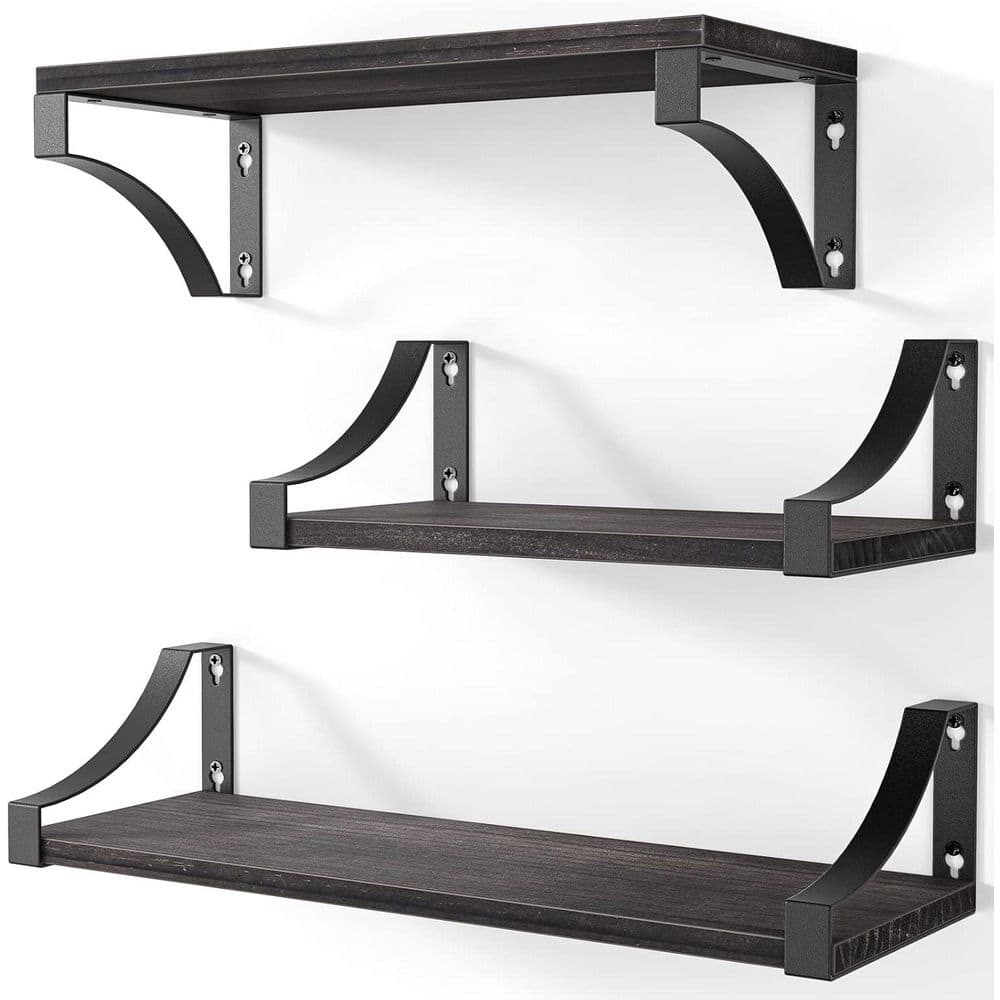 5.9 in. W x 16. 4in. D Dark Brown Wood Floating Shelves for Wall Decor (Set