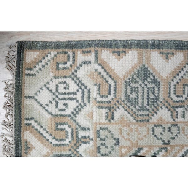 Green 6 ft. x 9 ft. Hand Knotted Wool Traditional Khotan Area Rug