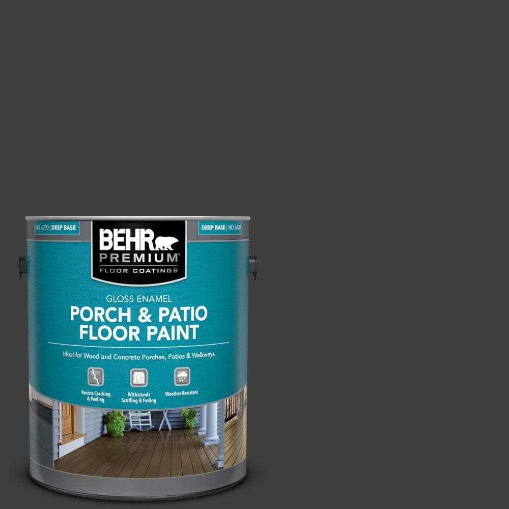 BEHR PREMIUM 1 gal. #ECC-10-2 Jet Black Gloss Enamel Interior/Exterior  Porch and Patio Floor Paint 673001 - The Home Depot