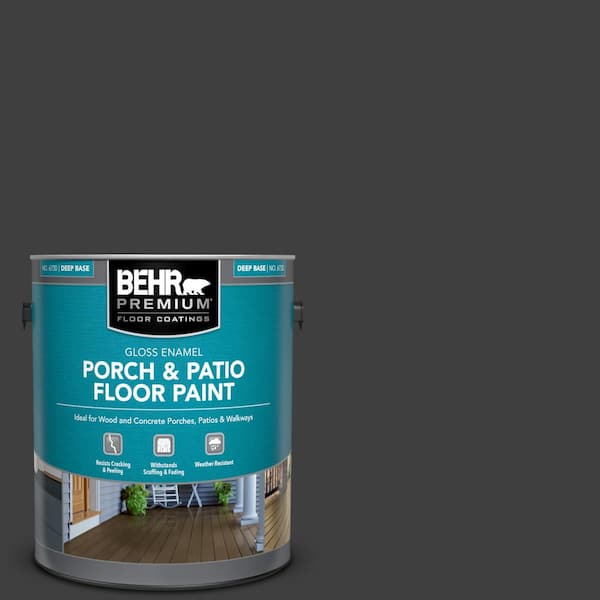 BEHR PREMIUM 1 gal. #ECC-10-2 Jet Black Gloss Enamel Interior/Exterior Porch and Patio Floor Paint
