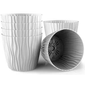 5.8 in. Dia White Polypropylene Plant and Flower Pot, European Made, Indoor and Outdoor Decorative Planter (6/1 Set)
