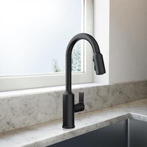 Meena Single-Handle Pull-Down Sprayer Kitchen Faucet with Power Clean and Reflex in Matte Black