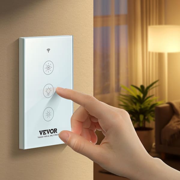 LED Wi-Fi Dimmable Switch 2 Amp Smart Illuminated Touch Dimmer Light Switch White with Panel APP Remote Control (2-Pack)