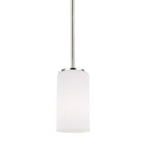 Alturas 1-Light Brushed Nickel Hanging Pendant with LED Bulb