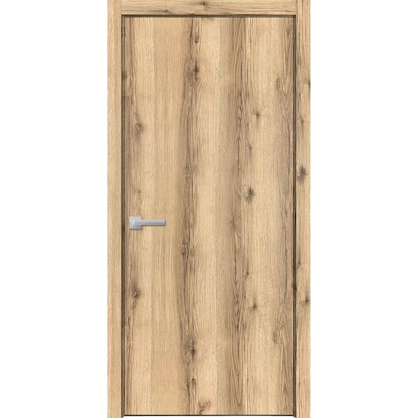 Sartodoors 0010 18 in. x 84 in. Flush No Bore Oak Finished Pine Wood Interior Door Slab with Hardware